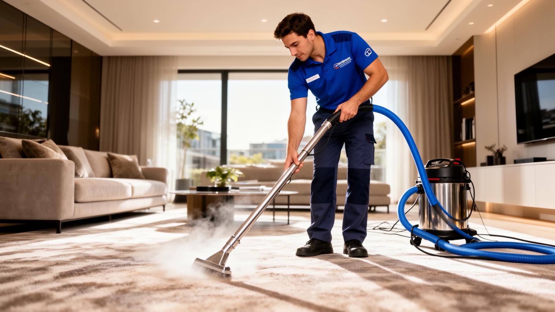 Professional carpet steam cleaning in a Melbourne home